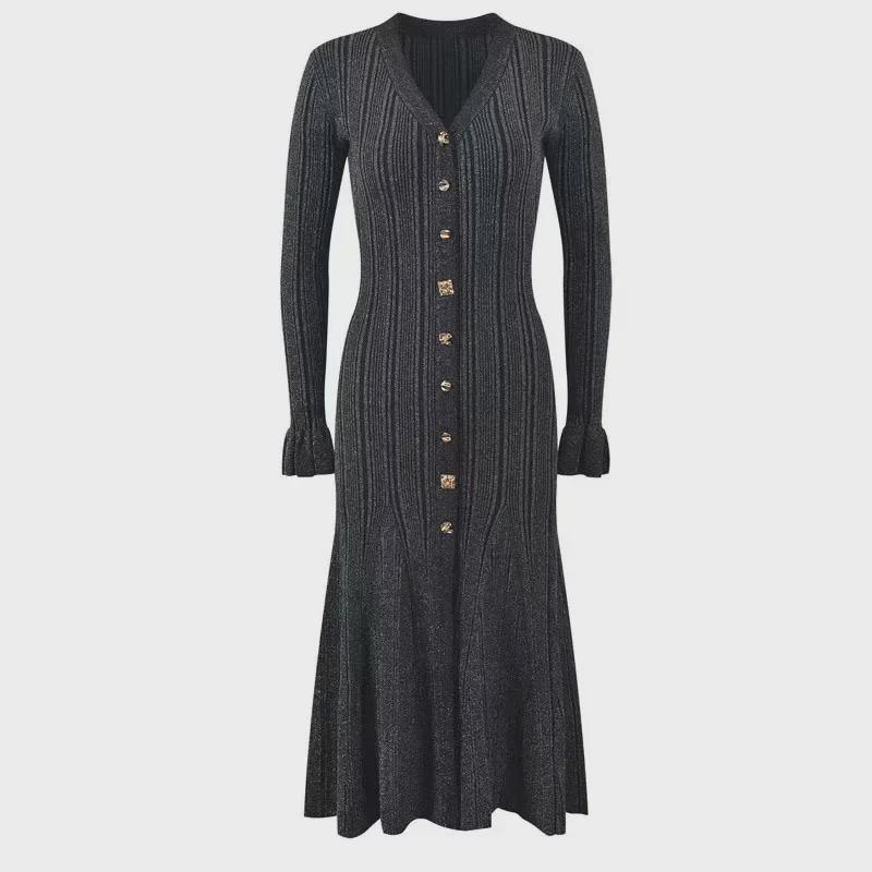 Женская юбка французского кроя длиной до талии, с золотыми пуговицами, V-образным вырезом, облегающего кроя - коллекция осень/зима 2025 г.