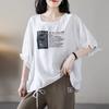 Женская рубашка с коротким рукавом из хлопка с принтом, летняя модная свободная блузка в корейском стиле, закрывающая живот
