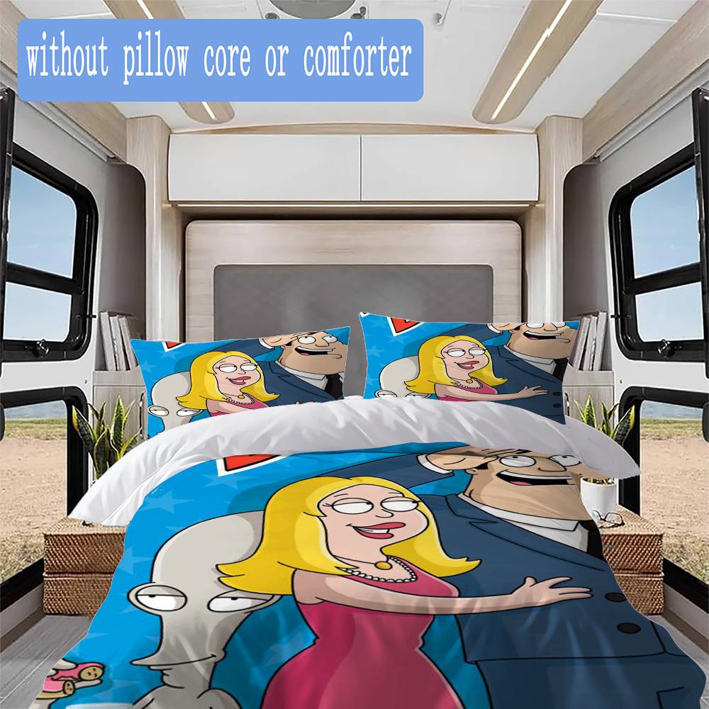 American Dad Print Pattern Bedding,Quilt Set Quilt Cover Pillowcase Home Birthday Gift (1*duvet cover+2*pillowcase,without core)XSJT0917068