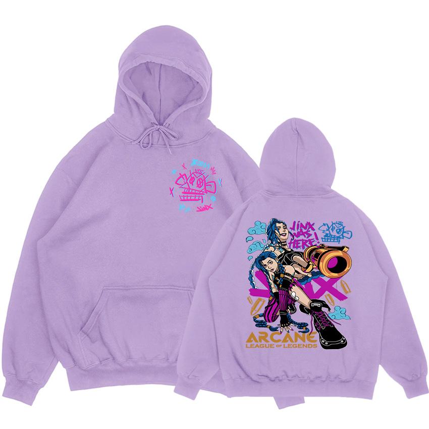 Аркейн Джинкс Бум Обезьяна Худи с Длинным Рукавом Мужские Женские Толстовки Видеоигра Мода Печать Пуловеры Moletom Masculino Унисекс