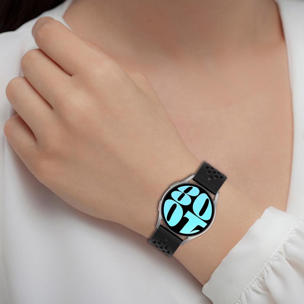 20-мм силиконовый ремешок для Samsung Galaxy Watch FE 40 мм/Watch6/Watch6 Classic/Watch 5/Watch4, черный ремешок для часов со складной застежкой