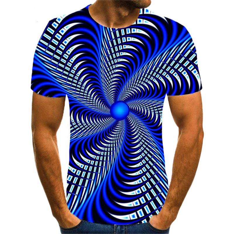 Men High Elastic Sport T Shirt V-shaped Line Gradient Print Breathable Training Top