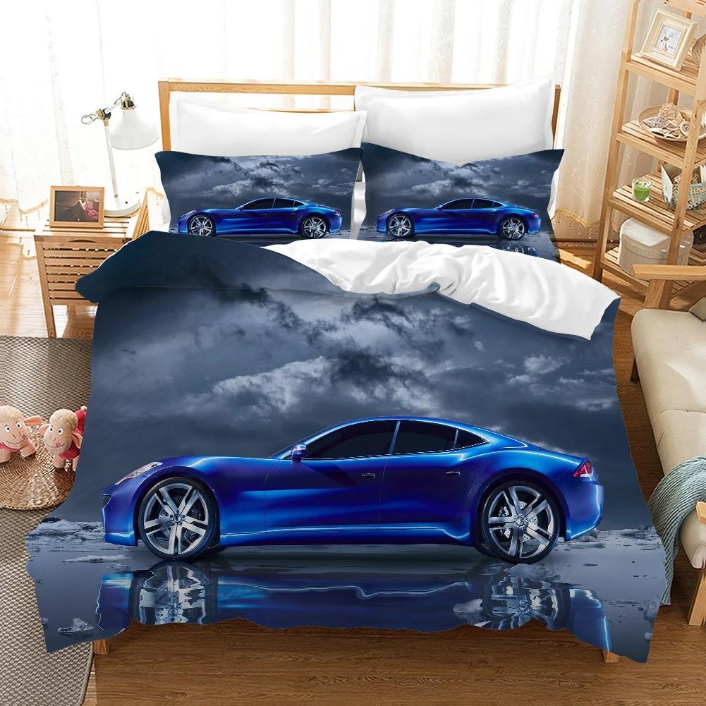 Sports Car Race Car Bedding Sets Quilt Bed Cover Comforter Duvet Cover Pillow Case 2-3 Pieces Sets Kids Adult Bedroom Decor