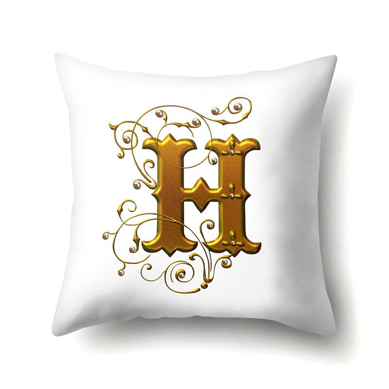 Полиэстеровая наволочка Автомобильное украшение Дом 26 английских букв Принт Автомобильная поясничная подушка Наволочка