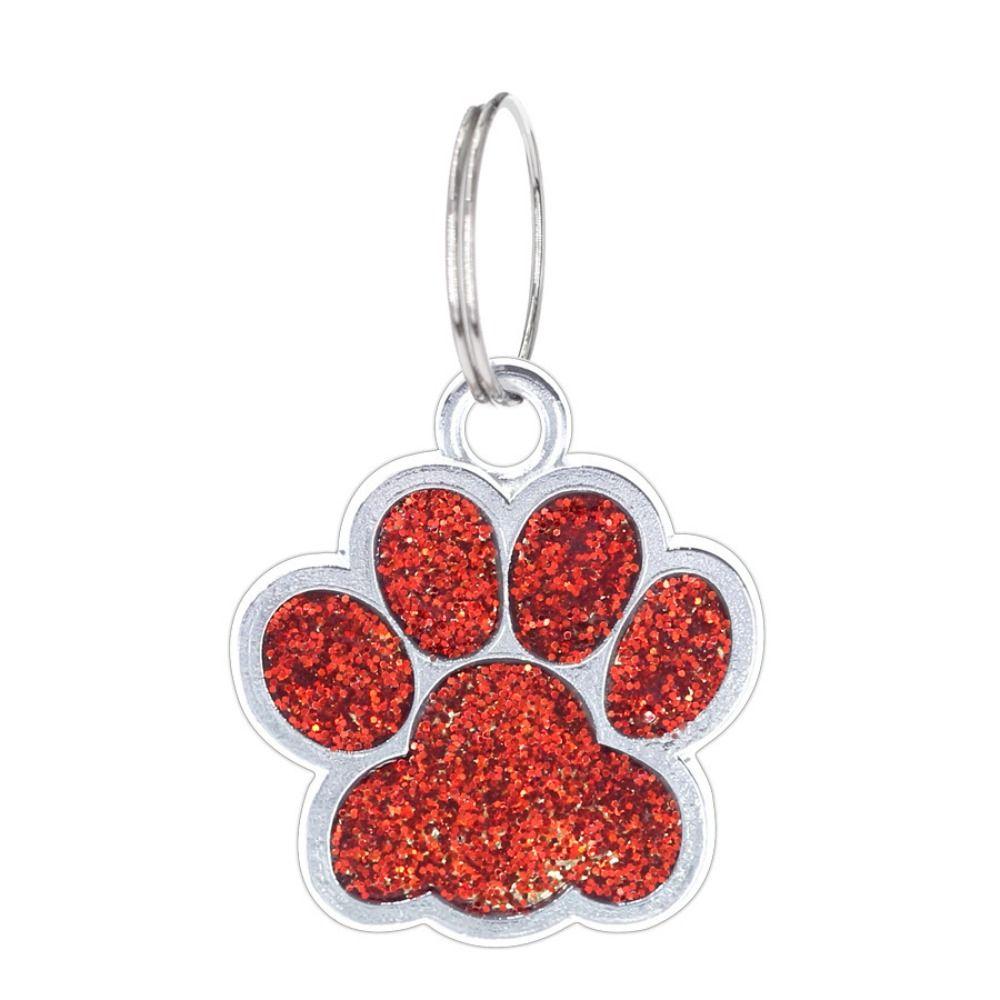 Cat Dog Paw Print Pet Glitter Pendant Anti-Lost Pet Collar Tag Pendant Dog Cat Tags Cats