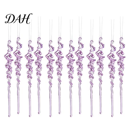 Spiral Twisted Acrylic Ornaments 12Pcs Colorful Icicle Ornaments, Ice Bar Hanging Decor for Christmas Tree, Texture Xmas Tree Trimmings Realistic