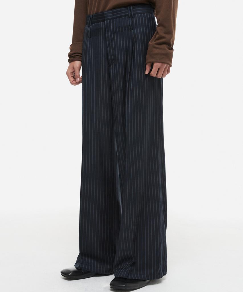 DNSR Double Loop Wide Flare Stripe Slacks Navy