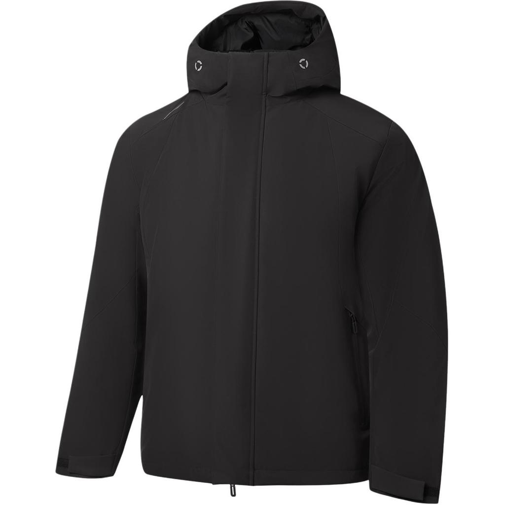 Мужские пуховики Li-Ning Мужские черные с капюшоном (Несъемный) Умеренный