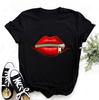 Women Plus Size Harajuku Tops Summer Tops Graphic Tees Women Lips Kawaii T-shirt Clothes Girl T Shirt