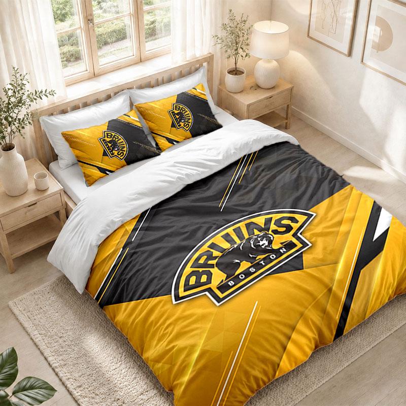 Bedding Set 1 Duvet Cover 2 Pillowcases Boston Bruins Print Bedroom Home Decoration