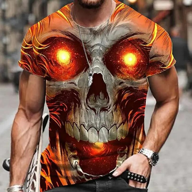 Summer Skull 3D Print T-Shirts Streetwear Horror Men Women Fashion Oversized Short Sleeve T Shirt O-Neck Tees Tops Clothing