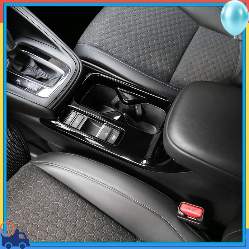 A90Q-Car Center Console Water Cup Holder Decoration Cover Trim Stickers For Honda HRV HR-V Vezel - Glossy Black LHD