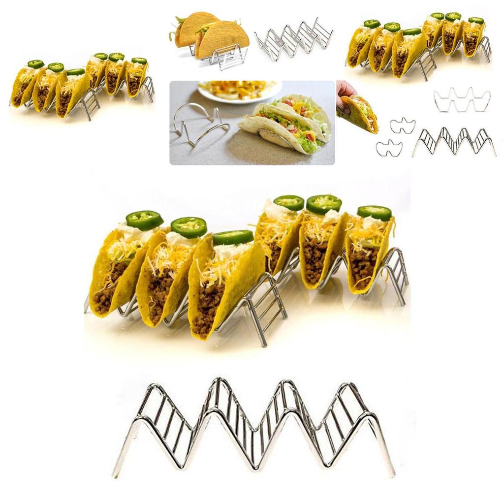 Premium Food Grade Stainless Steel U-shaped 2-slot Taco Rack For Tables