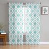 Cyan Moroccan Pattern Curtain Tulle Decorative Sheer Curtains for Living Room Bedroom Kitchen Hotel Home Window Panels