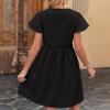 Женское платье, повседневное, летнее, однотонное, с V-образным вырезом и короткими рукавами