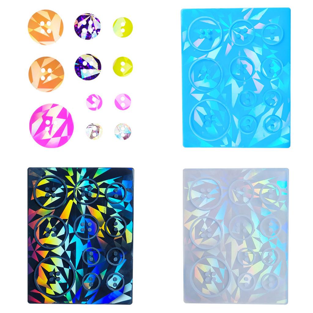 Holographic Button Silicone Mold for Resin Molds Unique Buttons with Sparkling Effect Jewellery Making Molds DIY Craft