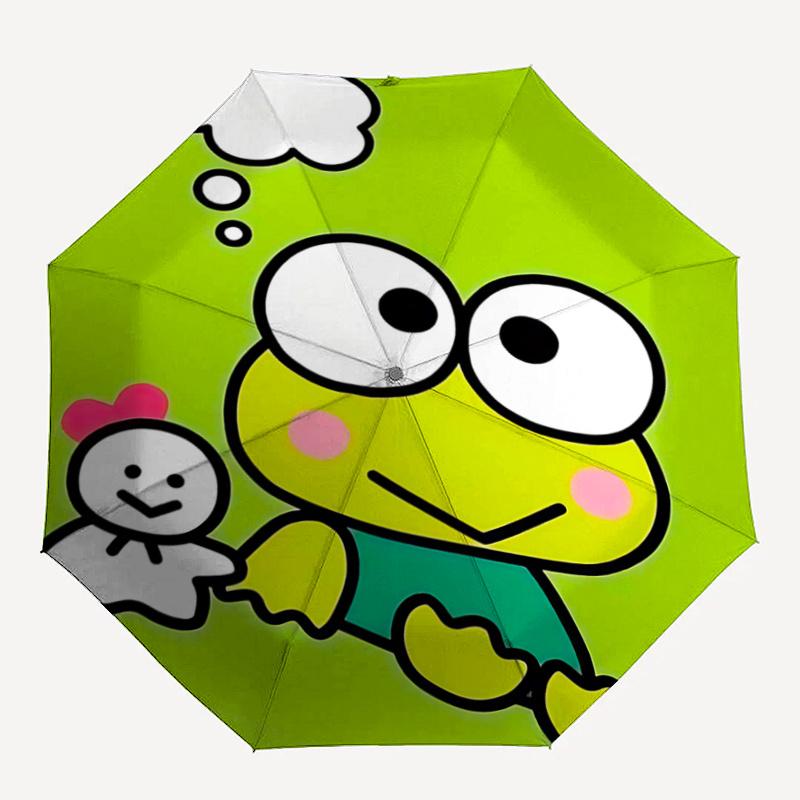 1pc Keroppi Frog & Snowman Umbrella - Automatic Opening/Closing with Foldable Design, Iron Frame for Outdoor Use, Perfect Gift for Fans, Travelers, Da