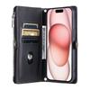 015 Style For iPhone 15 Pro Max Case Zipper Pocket Leather Wallet Phone Cover