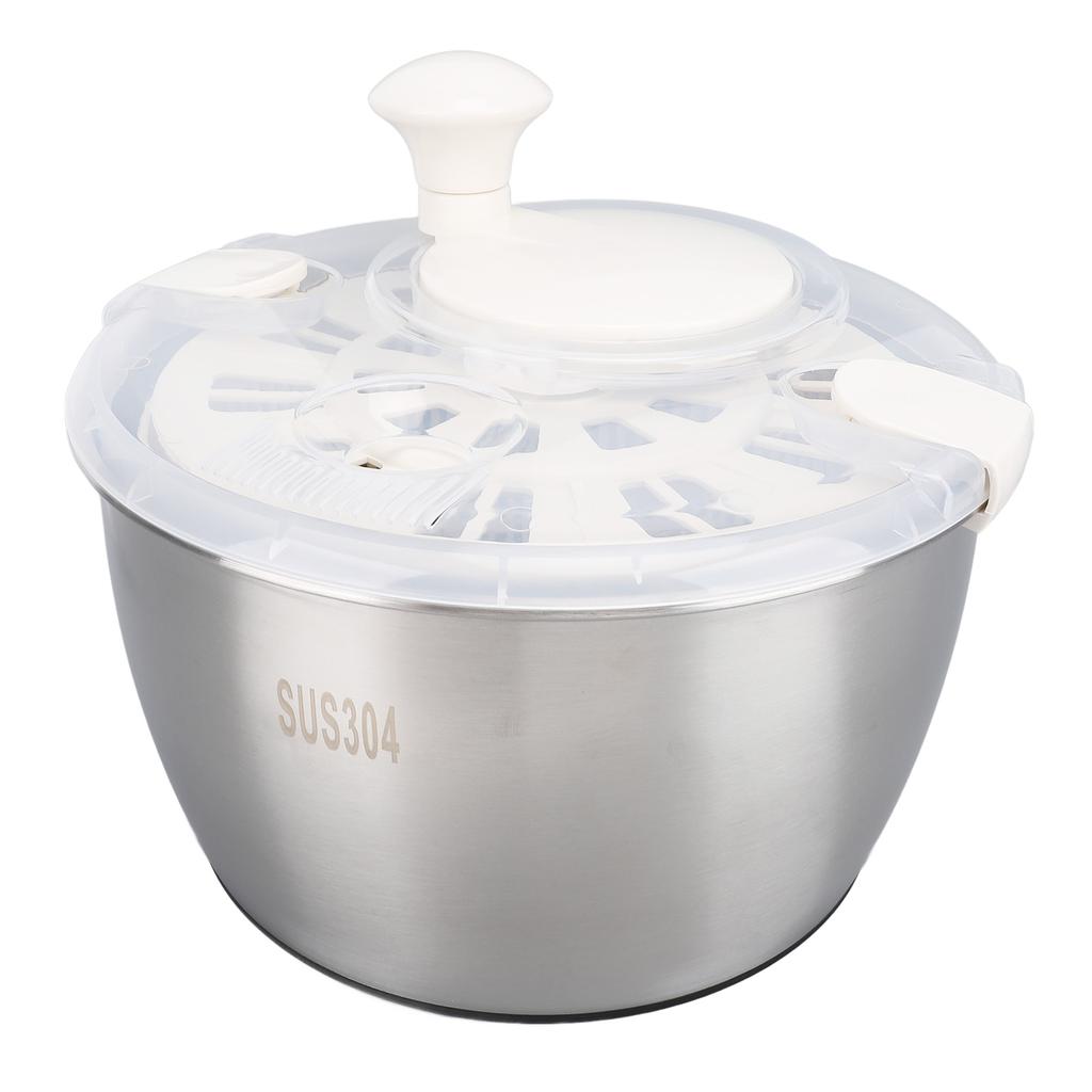 Stainless Steel Salad Spinner 5L Multifunctional Lettuce Spinner Vegetable Dryer with Lid Drain