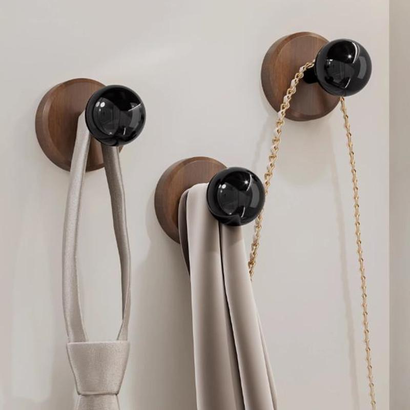 Самоклеящийся крючок из массива дерева, грецкий орех, подвесная вешалка, настенный крючок для ванной комнаты, двери, для ключей, сумки, полотенца, пальто, кухонный крючок, домашний органайзер