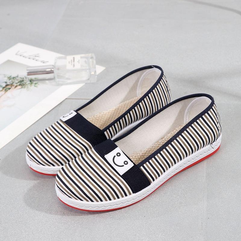 Женские мокасины на плоской подошве, женская повседневная обувь в полоску, удобная, мягкая, хлопковая, женская обувь, женская модная обувь fgb5