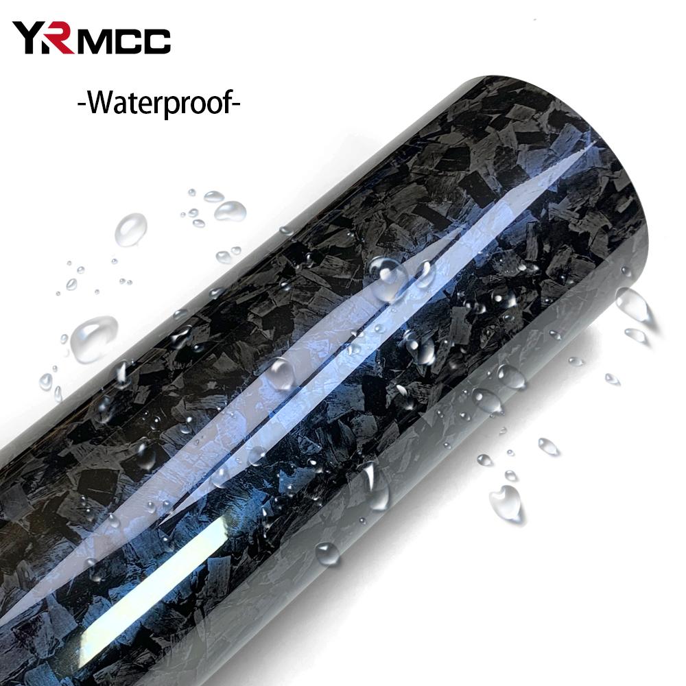 Blue Glossy Carbon Fiber Vinyl Wrap Air Release Stickers with Scraper DIY Decals Car Auto Vehicle Cover Motorcycle Accessories