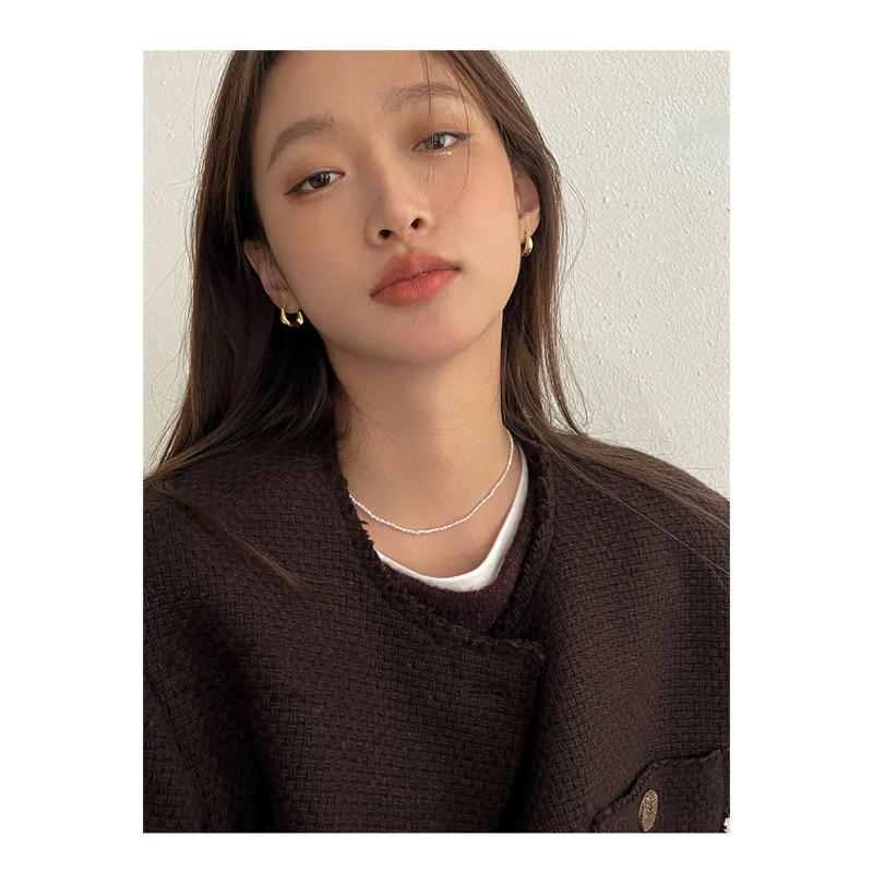 Кольцо с нерегулярным геометрическим элементом, серьги-кольца простые гладкие, универсальные серьги с кольцами для женщин