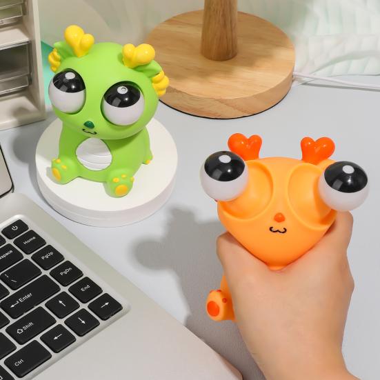 Popping Eye Dragon Squeeze Toy Anxiety Stress Relief Sitting Cartoon Dragon Pinch
