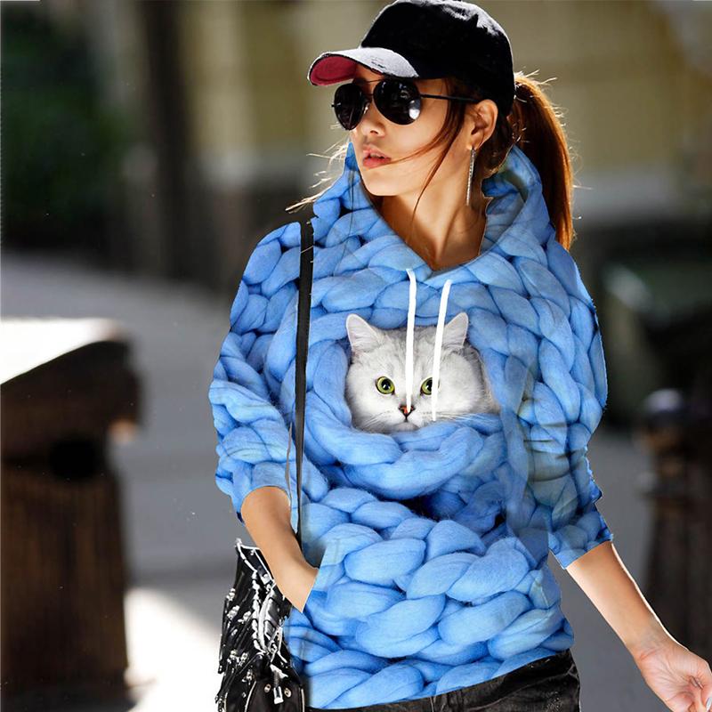 Осень Новые животные Кошка 3D Принт Толстовки Мужчины Женщины Мода Повседневные Толстовки Большие Толстовки Пуловеры Спортивные Костюмы Одежда