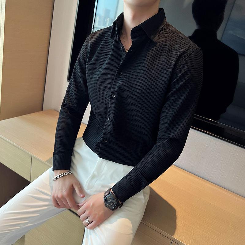 Мужская рубашка Slim Fit Business с длинным рукавом на весну и осень