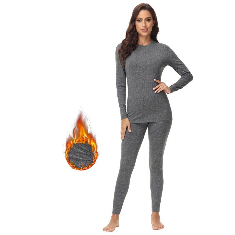 Осенне-зимнее термобелье с круглым вырезом и леггинсами для женщин