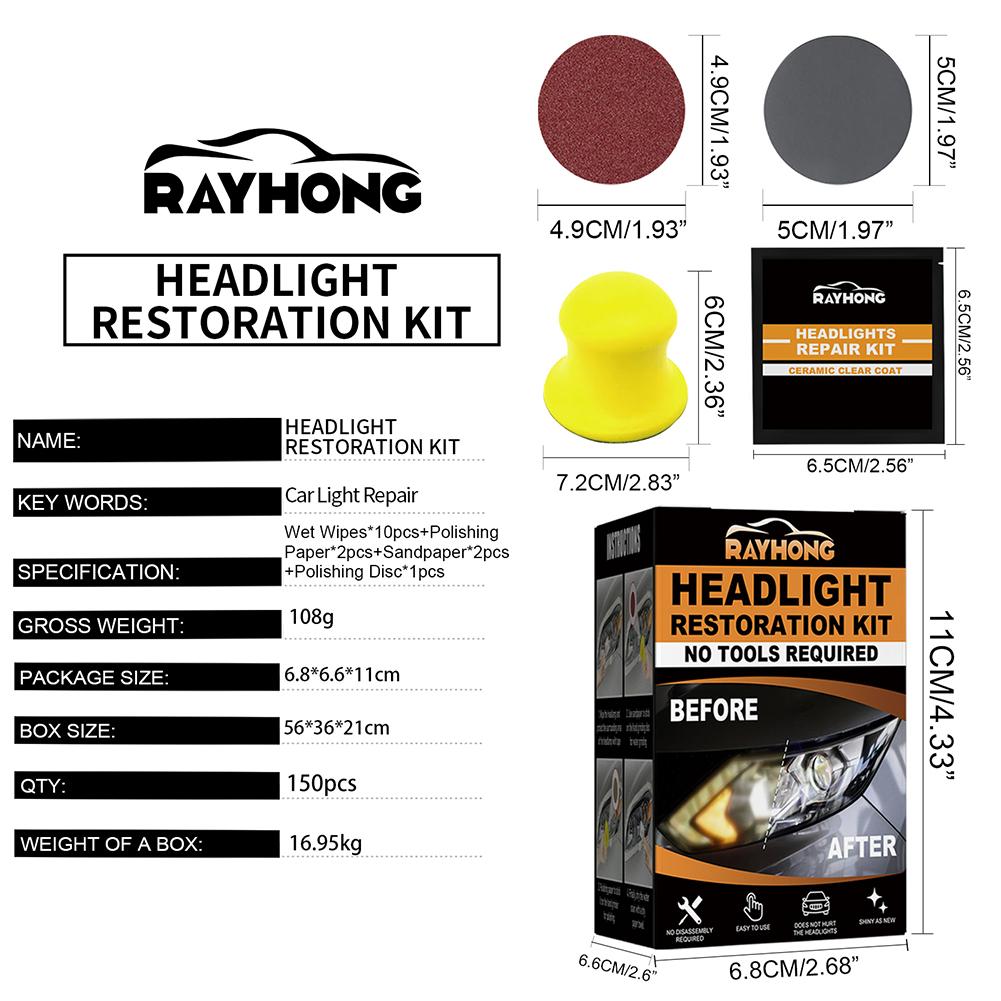 Комплект для восстановления керамических фар Clean Yellow Haze Scratch Off Headlight Cleaner Restorator Kit для автомобильных задних фар