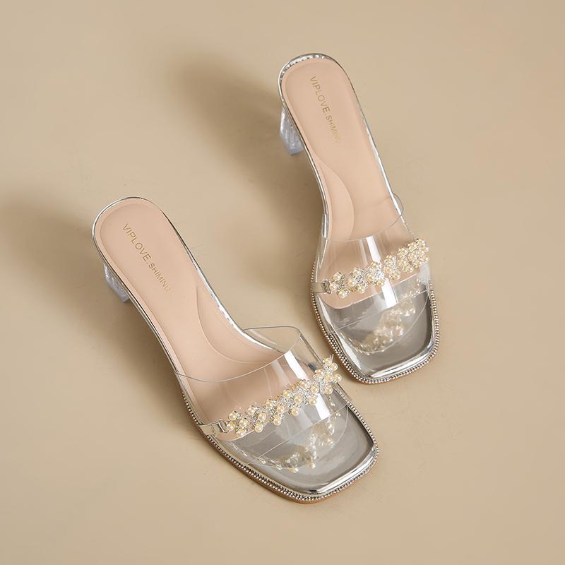 Модные летние женские босоножки на массивной платформе CRLAYDK с открытым носком, прозрачные, без застежки, для элегантного повседневного образа, вечеринки, свадьбы, мюли - телесные туфли