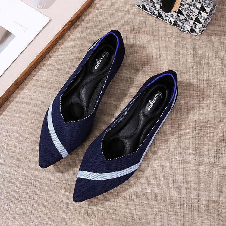 Туфли на плоской подошве с острым носком, дышащие летние туфли мелкой вязки, женская универсальная повседневная обувь с мягкой подошвой, обувь для ленивых, рабочая обувь