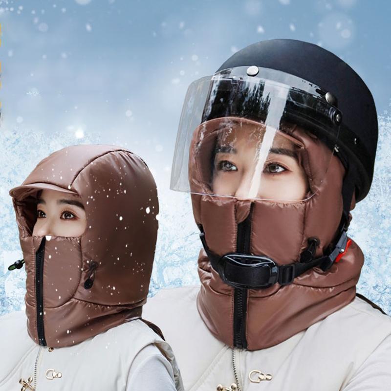 Women Winter Ear Protect Lei Feng Hat Plush Thickened Cycling Waterproof Windproof Cold Proof Pullover Pilot Cap Men Bomber Hats