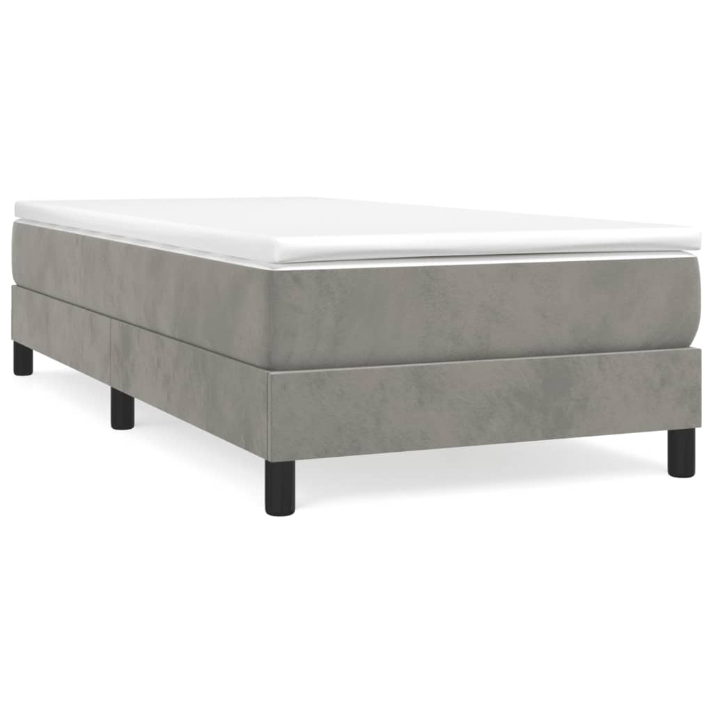 Box Spring Bed Frame Light Grey 90 x 190 cm Velvet