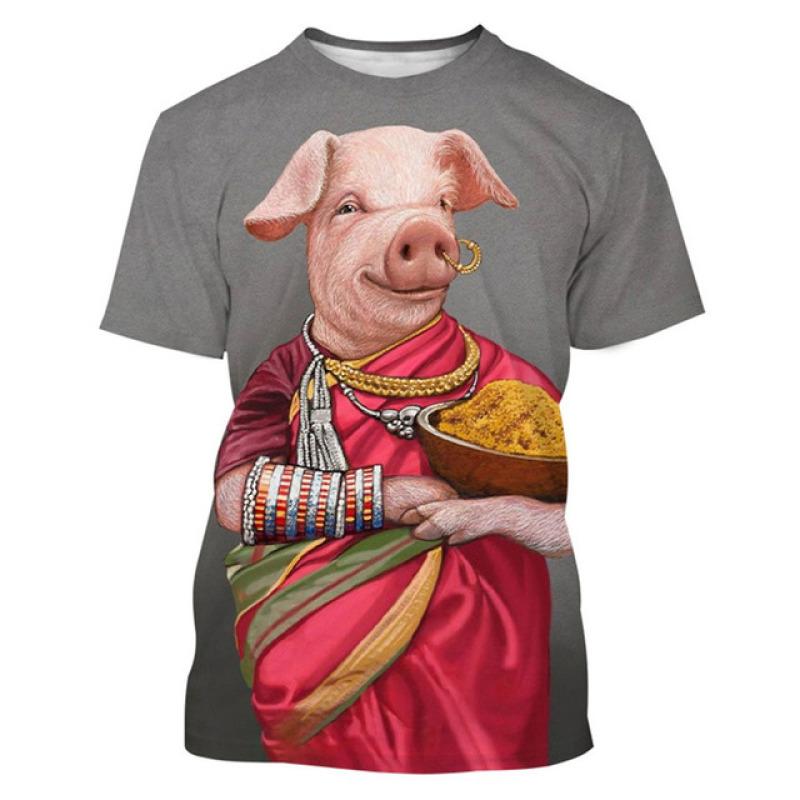 Летняя забавная футболка с 3d принтом свиньи, мужские футболки, топы большого размера с короткими рукавами, модная повседневная одежда, уличная одежда