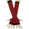 Long Striped Arm Warmers for Women Winter Long Fingerless Gloves Casual Knit Elbow Gloves with Thumb Hole