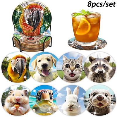 8 шт./набор подставок с алмазной росписью в виде животных с кронштейнами Подставки своими руками для начинающих и взрослых, товары для творчества и рукоделия Подарки