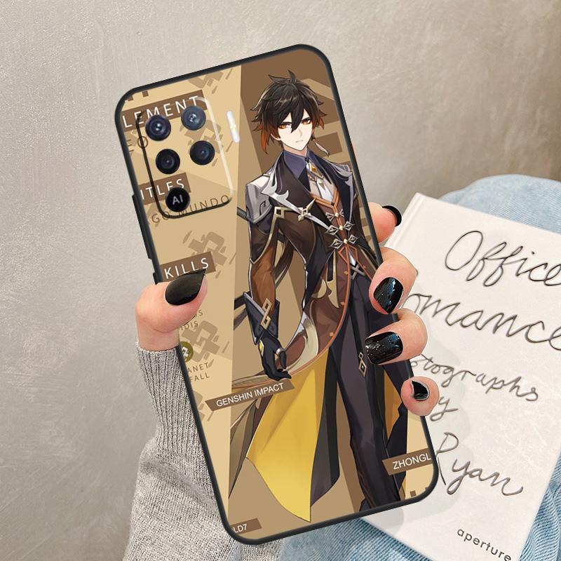 Чехол Zhongli Genshin Impact для Oppo A57 A17 A77 A18 A38 A58 A78 A98 A74 A54 A94 A80 A60 A40 A96 A76 A16 A15 A5 Pro