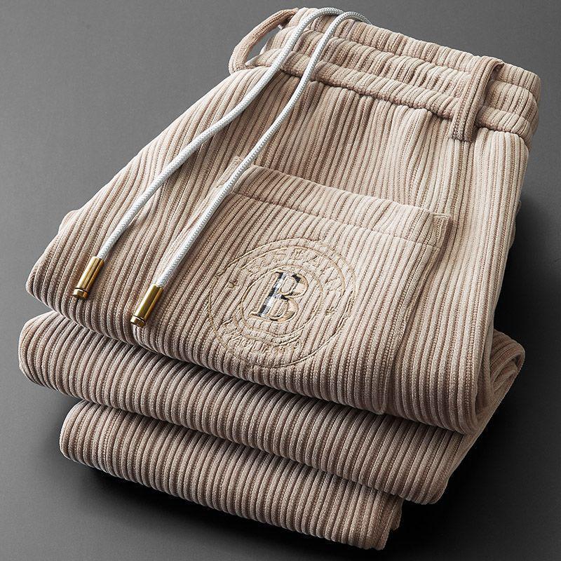 Мужские спортивные штаны из вельвета класса люкс — мягкие, стильные, прямого кроя для повседневной носки весной и осенью