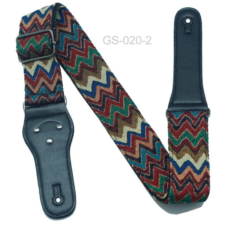 New Vintage Adjustable Boho Style Embroidered Leather Guitar Strap for Ukulele Electric Acoustic Guitar Bass Guitar Accessories