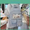 Color Solid Simple Student Backpack With Transparent Compartment And Doll Decor