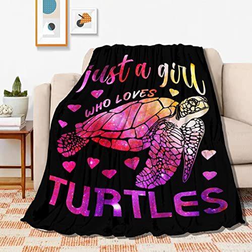 Turtle Blanket Gift Vintage Sea Animal Theme Decorative Flannel Blanket