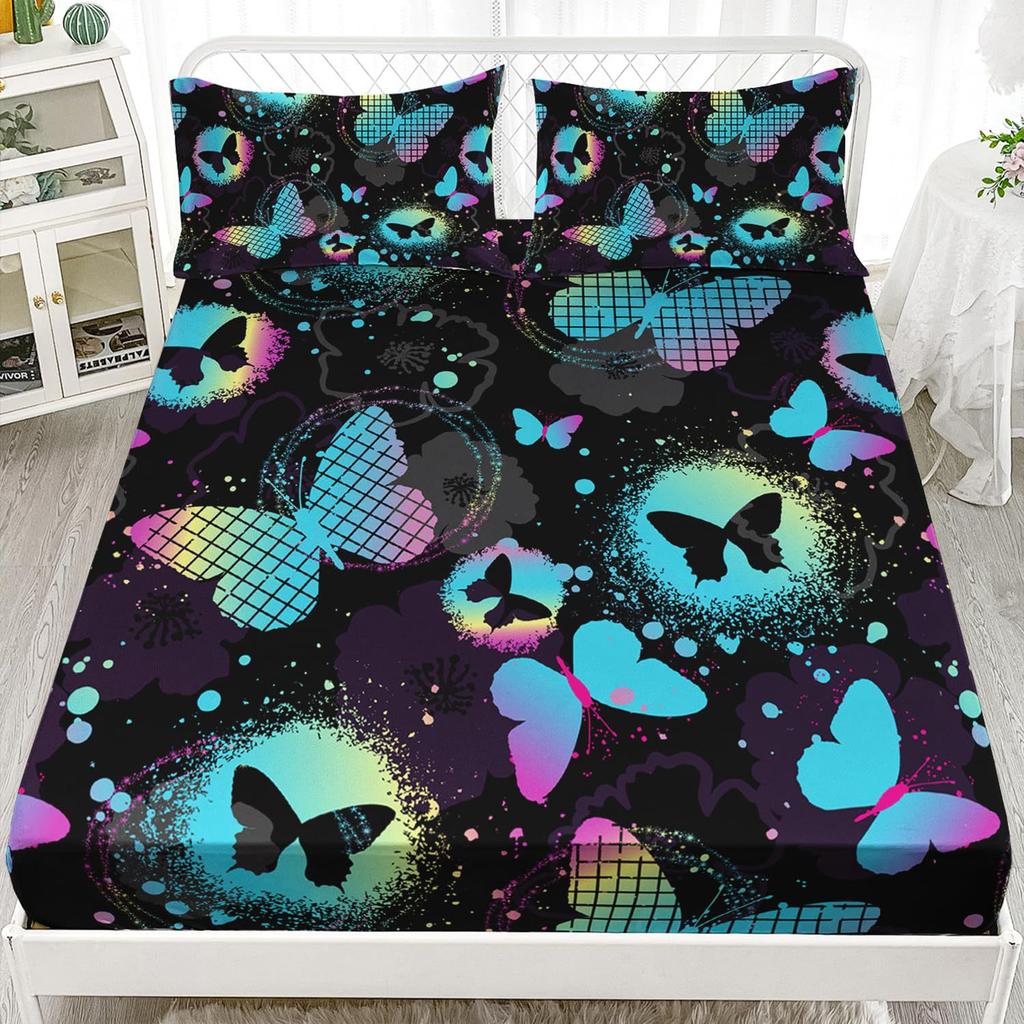 Красивый матрас с узором бабочек, трехпредметный комплект постельного белья с цифровой печатью, для взрослых и детей