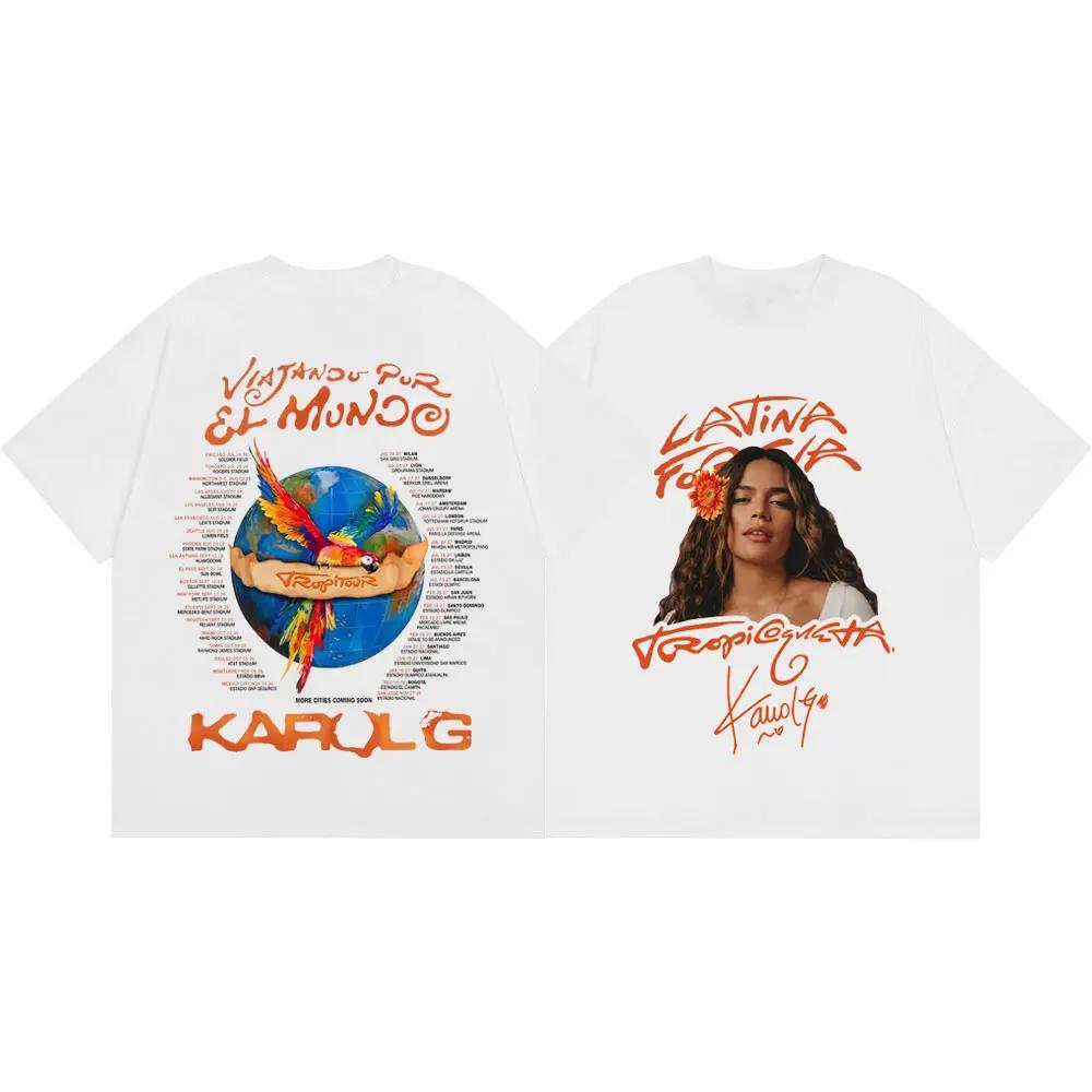 Футболка с принтом singer Karol G Tropicoqueta Tour 2026 для мужчин и женщин, Харадзюку Y2k, Эстетичные футболки, Летняя мода, Повседневная, Оверсайз