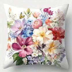 Flowers, Butterflies, Birds Throw Pillow Covers With Digital Printing Of Short Plush Fabric Car-Shaped Sofa Cushion Home Decor