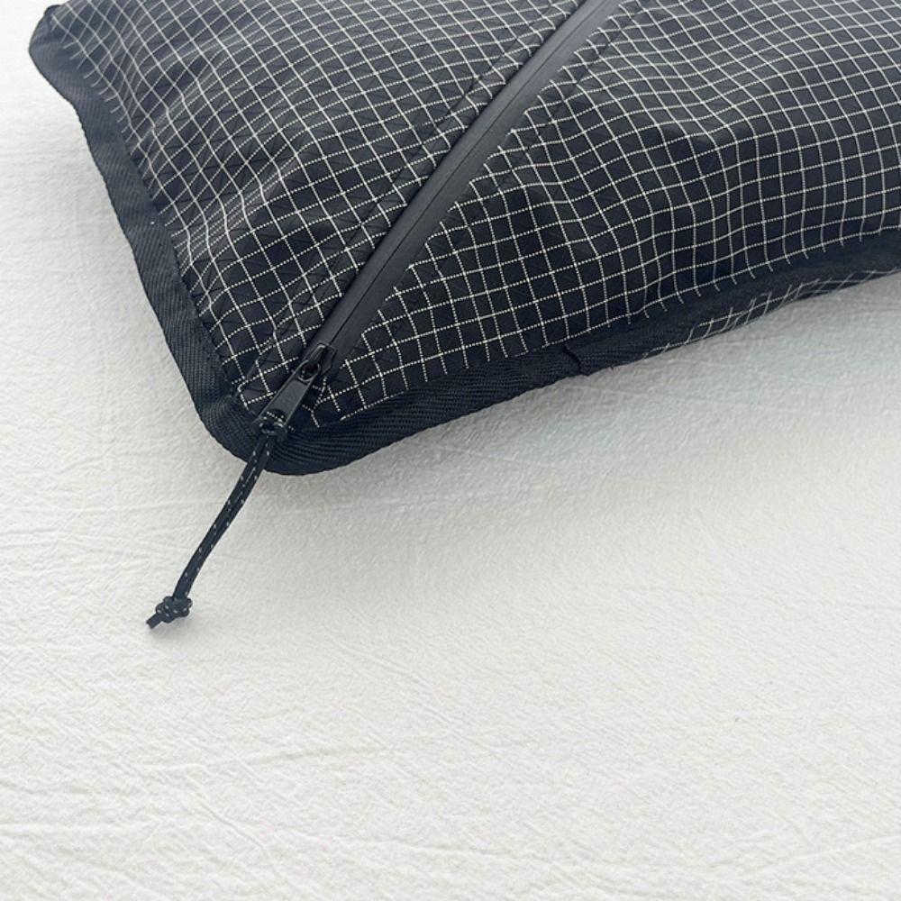 Grid Pattern Pillow Storage Bag 2-in-1 Camping Headrest Durable Travel Pouch  Camping Sleep