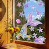 Reflective Rainbow Glass Stickers Colorful Flower Decals Sunlight Dispersing Window Films PVC Clings for Home Decors