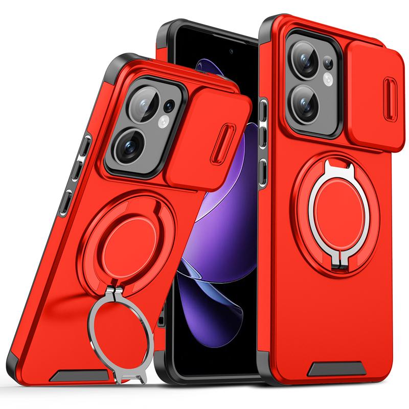 Чехол для OPPO Reno 13F 4G, 5G ELVEV Магнитный Ударопрочный Жесткий ПК + Мягкий ТПУ с Вращающимся Кольцом-Подставкой Чехол для Телефона
